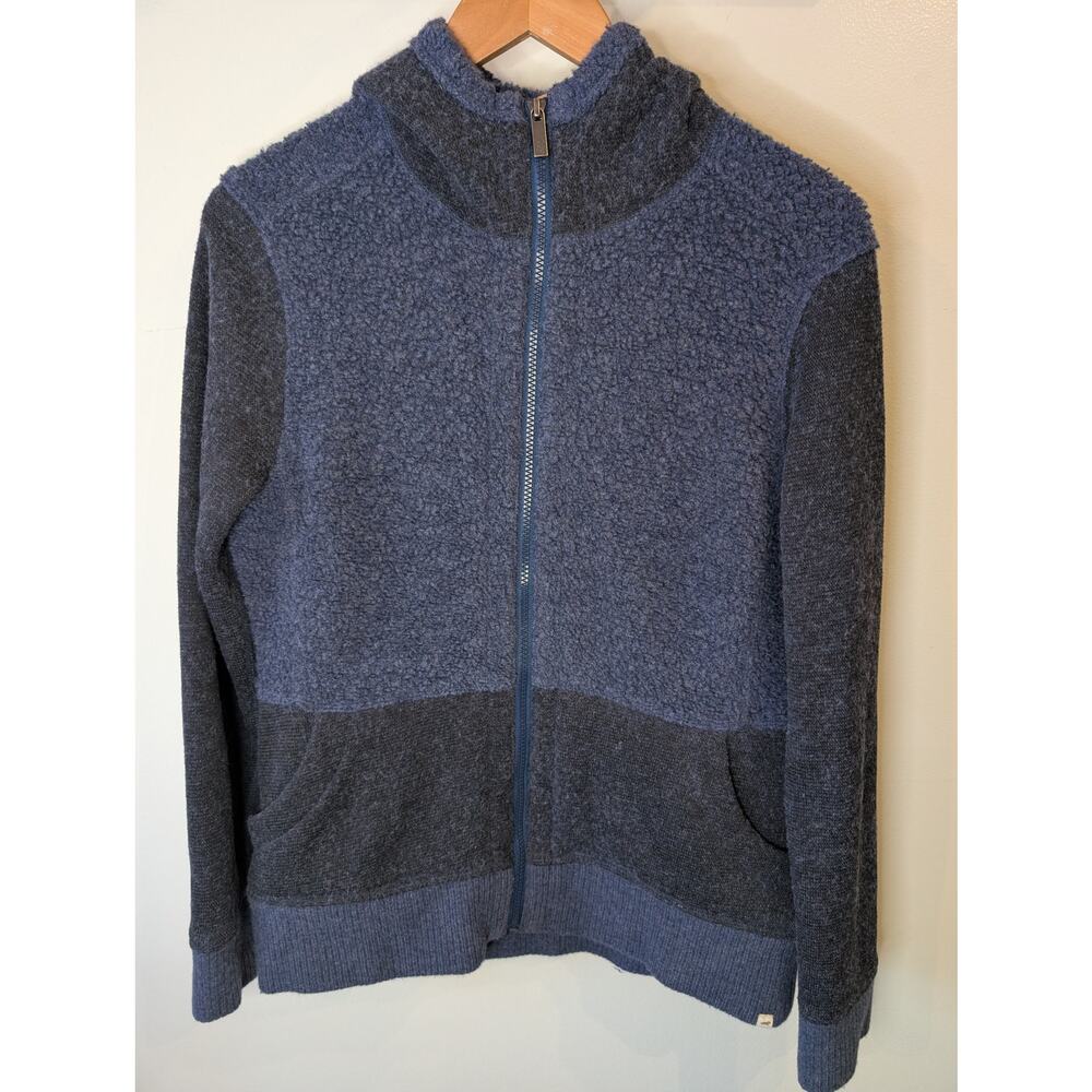 Toad&Co Sherpa Fleece Full Zip Hoodie Recycled Wool Blue Two-Tone Small Gorpcore
